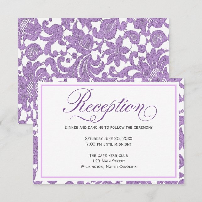 Tarjeta de gabinete de recepción de bodas de lavan (Anverso / Reverso)