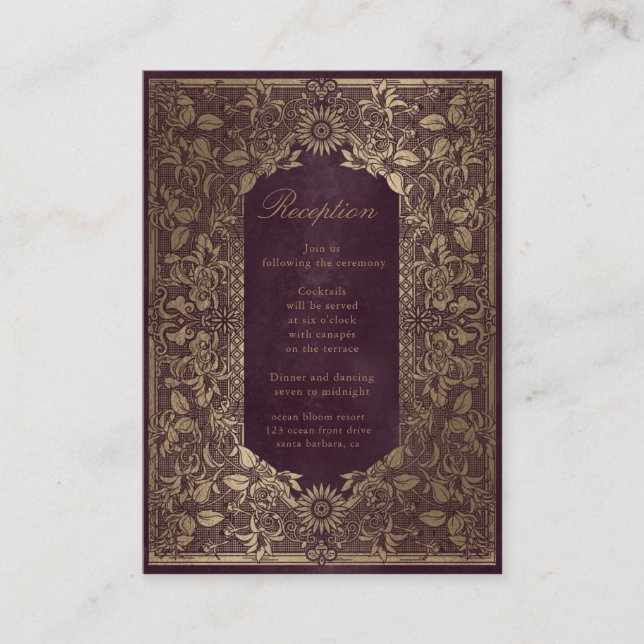 tarjeta de gabinete de recepción decorativa de oro (Anverso)