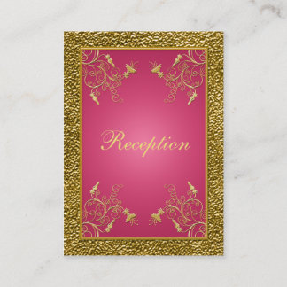 Tarjeta de gabinete de recepción floral rosa y dor