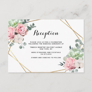 Tarjeta de gabinete de recepción floral Rubor geom