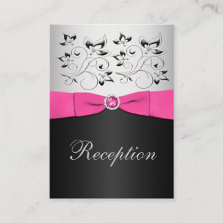 Tarjeta de gabinete de recepción negra, rosa y pla