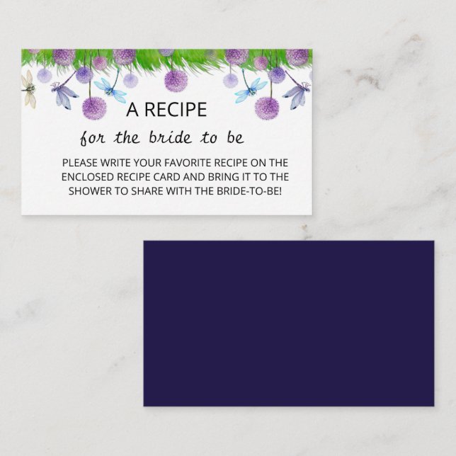 Tarjeta de gabinete de receta morada floral (Anverso / Reverso)