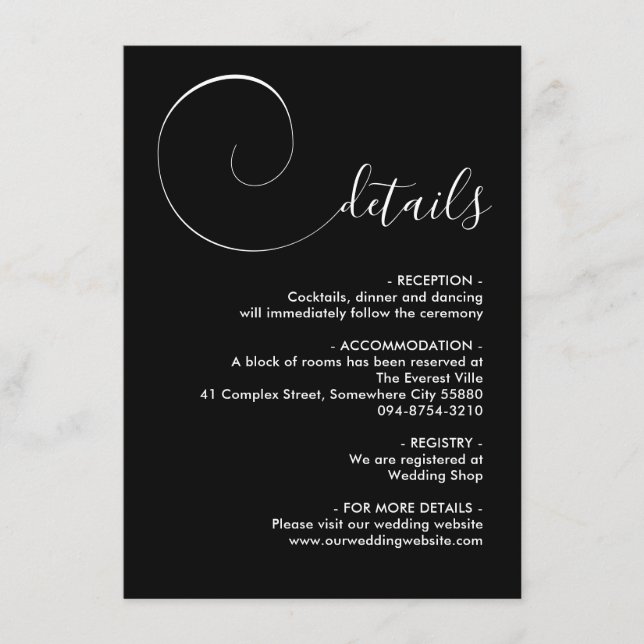 Tarjeta de gabinete de script de caligrafía negra (Anverso)