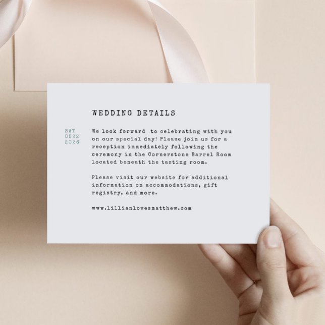 Tarjeta de gabinete del Boda de la Biblioteca de V (Library Card Catalog Wedding Enclosure Card)