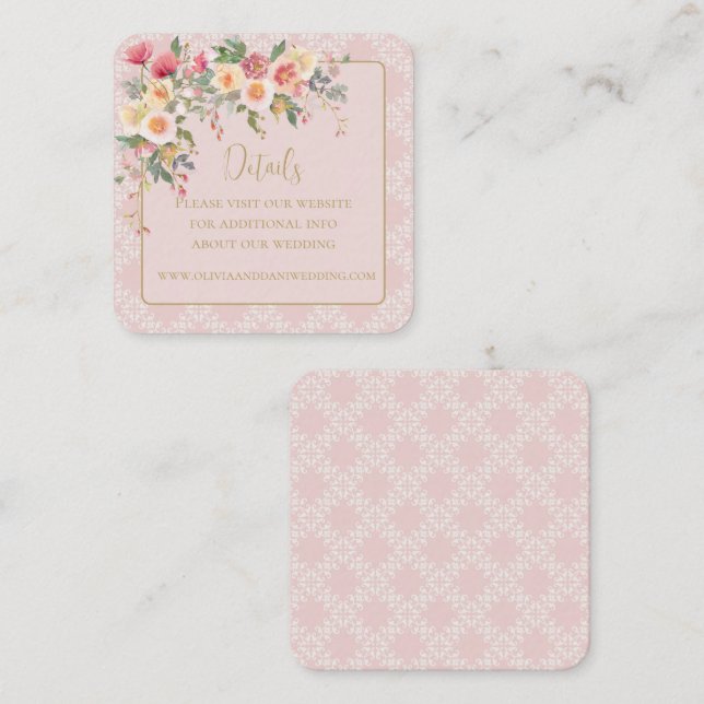 Tarjeta de gabinete detallada de Boda floral de Ru (Anverso / Reverso)