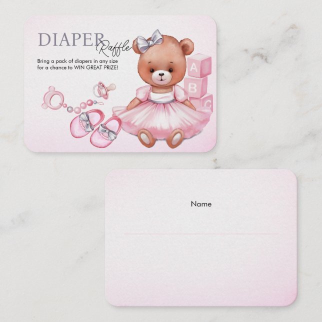 Tarjeta de Gabinete Diaper Raffle para ducha de be (Anverso / Reverso)