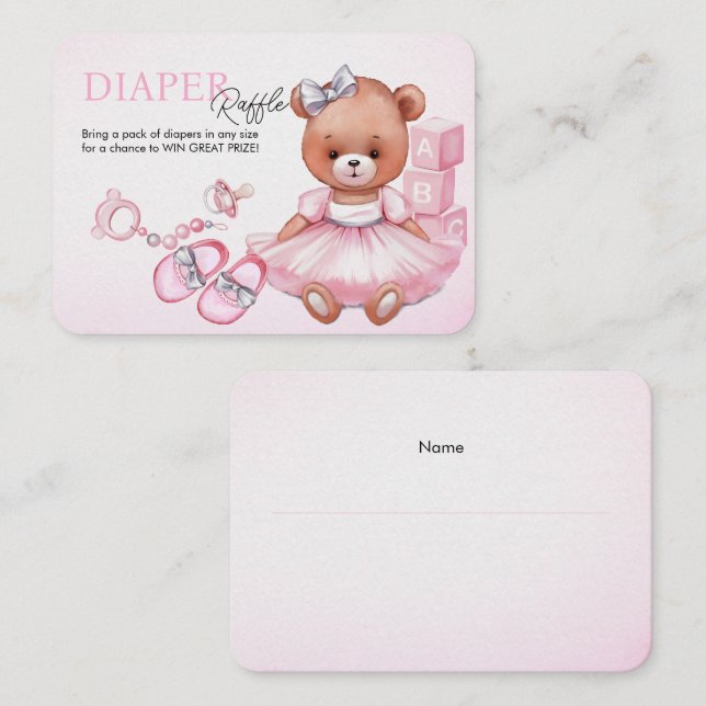 Tarjeta de Gabinete Diaper Raffle para ducha de be (Anverso / Reverso)