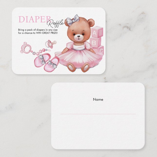 Tarjeta de Gabinete Diaper Raffle para ducha de be (Anverso / Reverso)