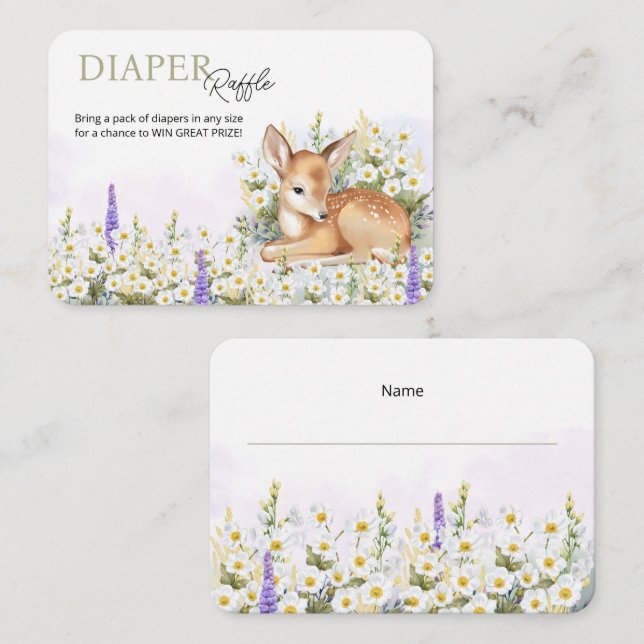 Tarjeta de Gabinete Diaper Raffle para ducha de be (Anverso / Reverso)