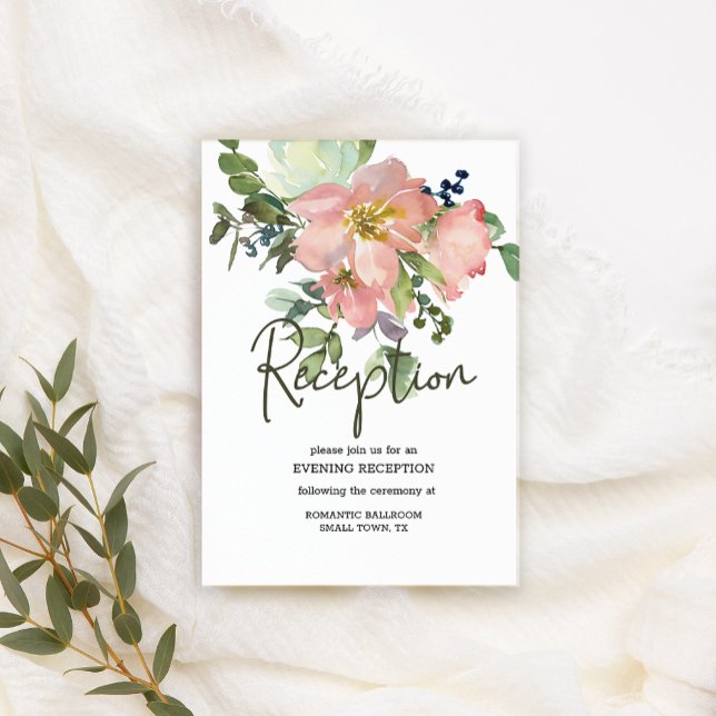 Tarjeta de gabinete Eggshell y Rubor Floral Boda (Subido por el creador)