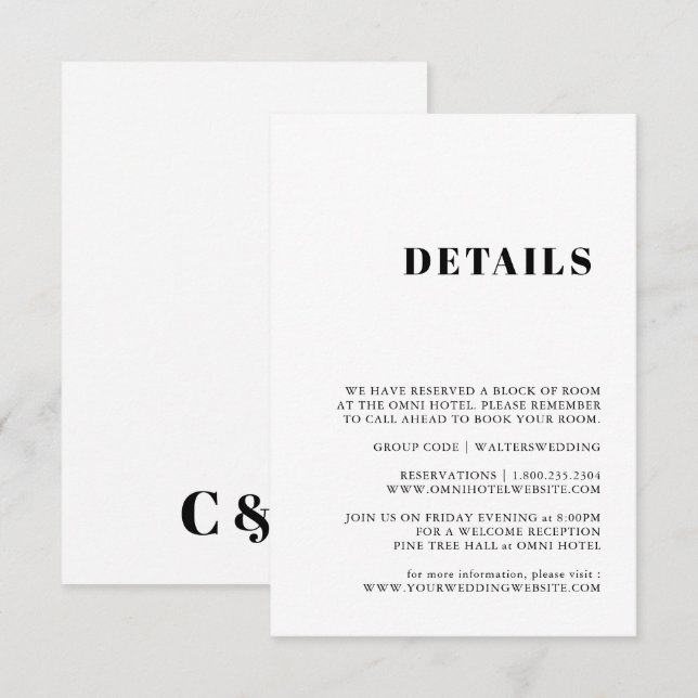 Tarjeta de gabinete elegante y moderna en blanco y (Anverso / Reverso)
