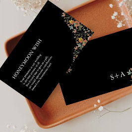 Tarjeta de gabinete Floral Black Honeymoon Wish