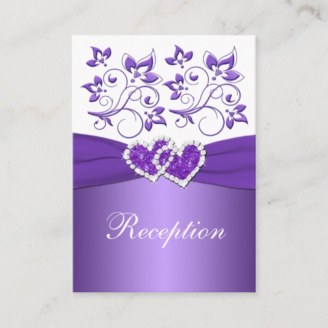 Tarjeta de gabinete floral blanca púrpura RIBBON I (Anverso)