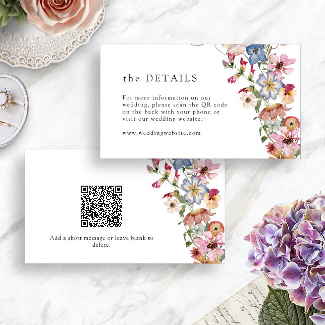 Tarjeta de gabinete floral de Boda de código QR (Colorful Watercolor Floral QR Code Wedding Enclosure Card by Painted Paperie
)