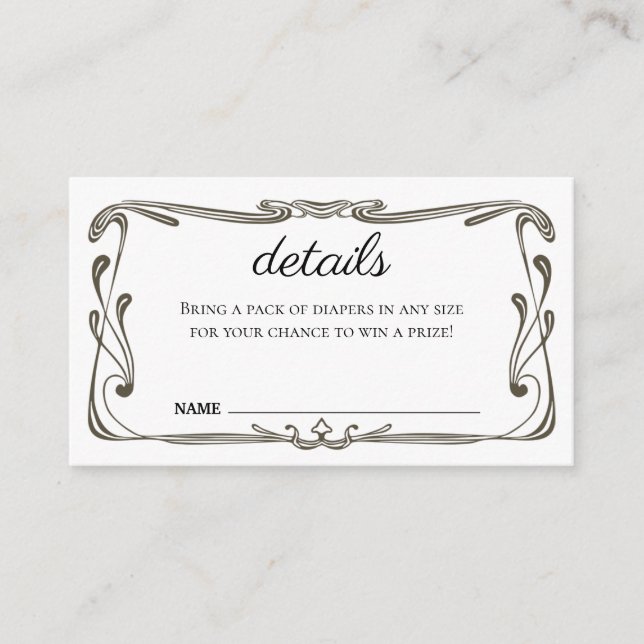 Tarjeta de gabinete -Invitación de Baby Shower (Anverso)