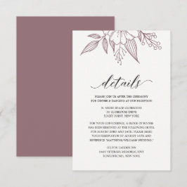 Tarjeta de gabinete Mauve Boda floral elegante sim