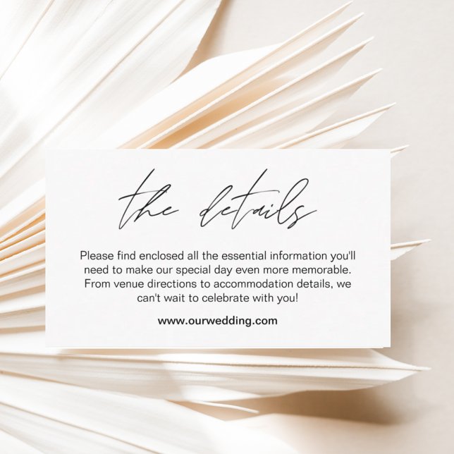 Tarjeta de gabinete mínima de detalles del Boda (Subido por el creador)