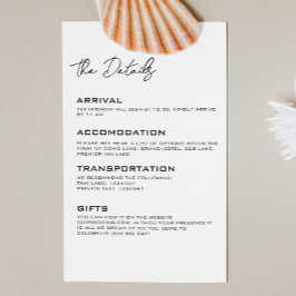 Tarjeta de gabinete mínima de detalles del Boda