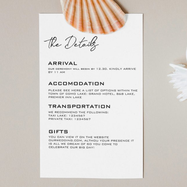 Tarjeta de gabinete mínima de detalles del Boda (Subido por el creador)