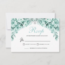 Tarjeta de gabinete Mint Green Floral RSVP