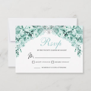 Tarjeta de gabinete Mint Green Floral RSVP