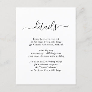 Tarjeta de gabinete moderna de Boda blanco y negro