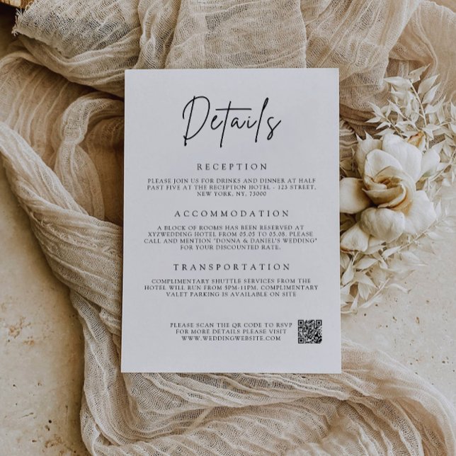 Tarjeta de gabinete moderna - El Boda de detalles (Modern Enclosure Card-The Details Wedding Invitation)