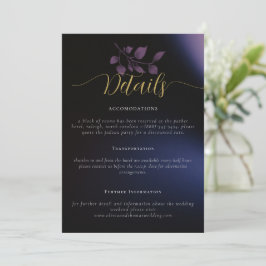 Tarjeta de gabinete Moody Purple Floral Boda moder