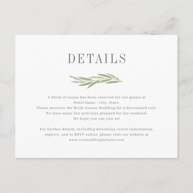 Tarjeta de gabinete para Boda de sucursal pintada (Anverso)