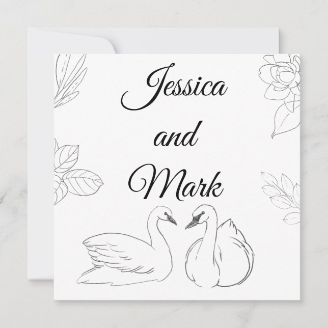 Tarjeta de gabinete para Boda de temas de Swan (Anverso)