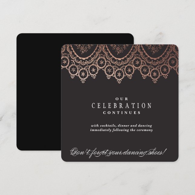 Tarjeta de gabinete para Boda Delicado de Oro Rosa (Anverso / Reverso)