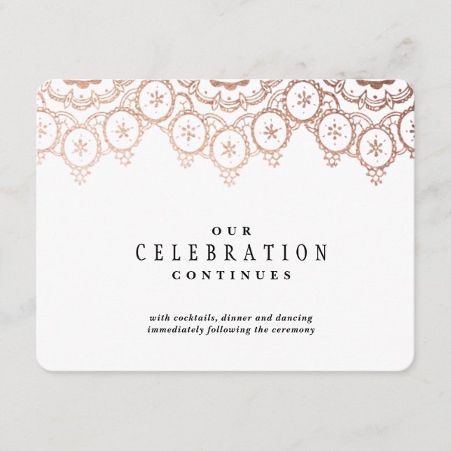 Tarjeta de gabinete para Boda Delicado de Oro Rosa (Anverso)