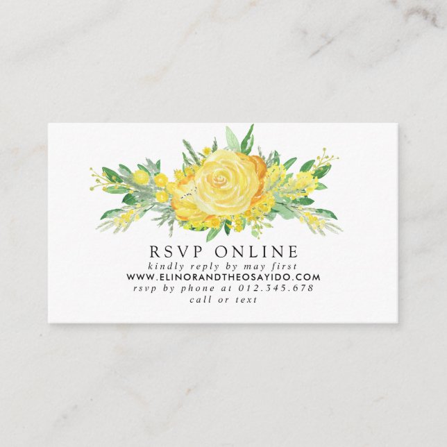 Tarjeta de gabinete para Boda en línea RSVP floral (Anverso)