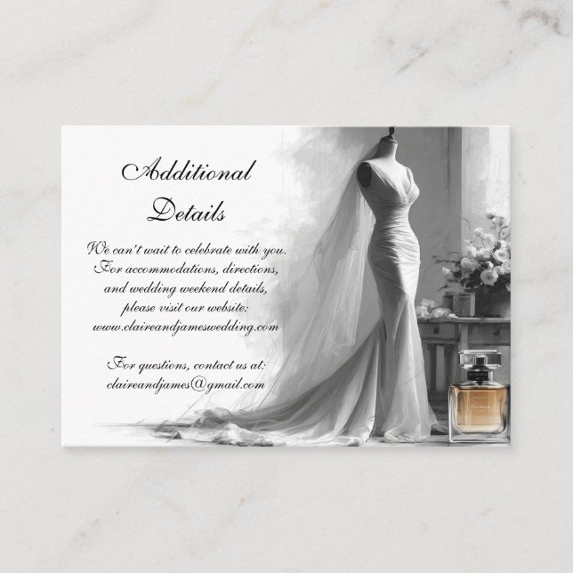 Tarjeta de gabinete para Boda Romantic Bridal Sket (Anverso)