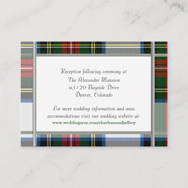 Tarjeta de gabinete para Boda Stewart Dress Plaid (Anverso)
