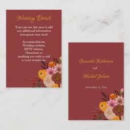 Tarjeta de gabinete para Bodas de flores de otoño