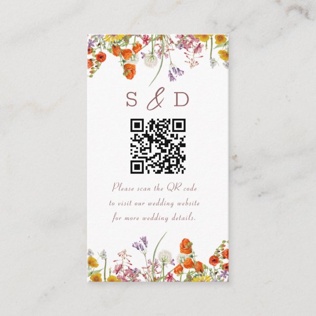 Tarjeta de gabinete para Bodas de flores silvestre (Anverso)