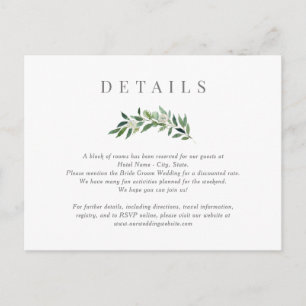 Tarjeta de gabinete para Bodas de verde romántico