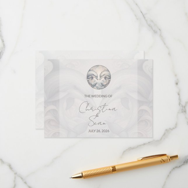 Tarjeta de gabinete para Bodas delfines Whimsy mod (Anverso/Reverso In Situ)