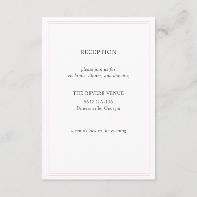 Tarjeta de gabinete para Bodas modernos Peony Pink (Anverso)