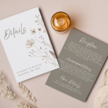 Tarjeta de gabinete para detalles de Boda de flore