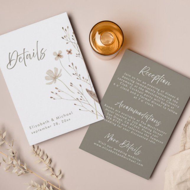 Tarjeta de gabinete para detalles de Boda de flore (Subido por el creador)