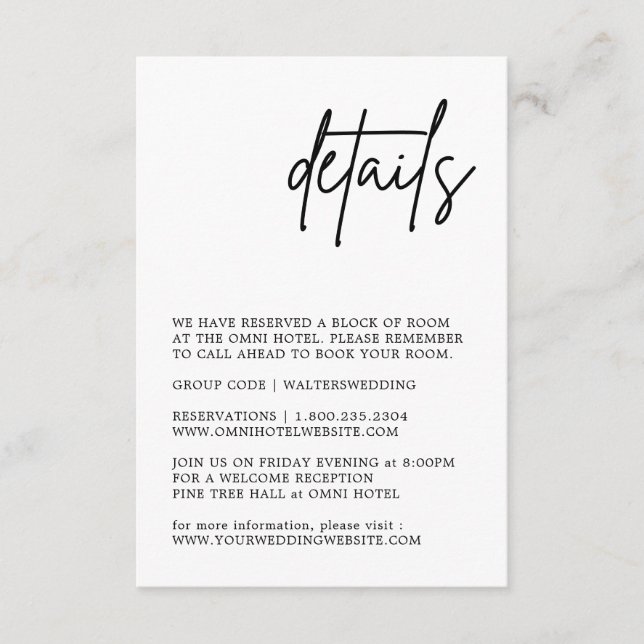 Tarjeta de gabinete para detalles de Bodas en blan (Anverso)