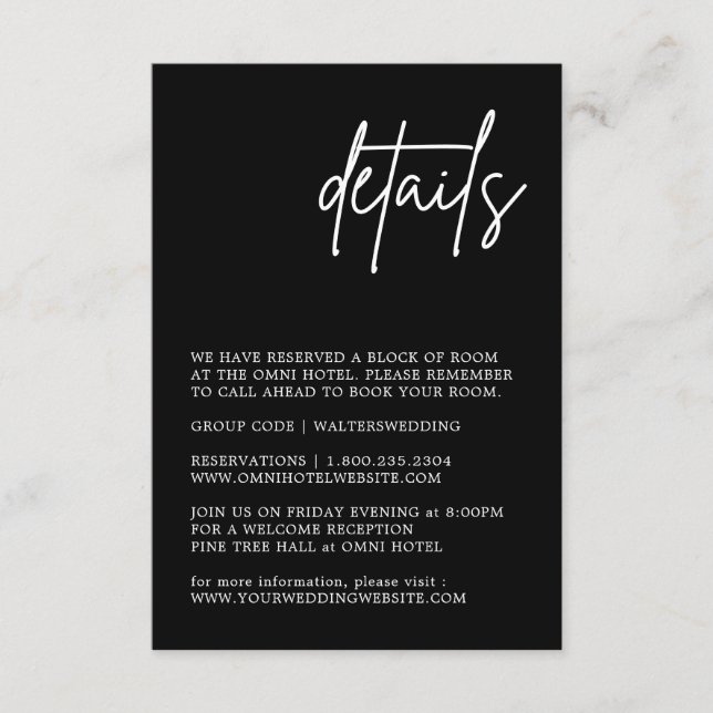 Tarjeta de gabinete para detalles de Bodas en blan (Anverso)