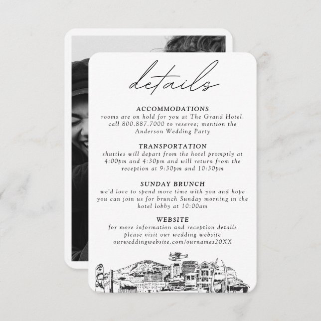 Tarjeta de gabinete para detalles del Boda de ancl (Anverso / Reverso)