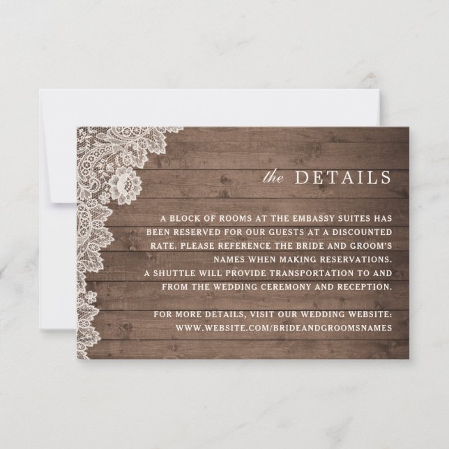 Tarjeta de gabinete para detalles del Boda de enca (Anverso)
