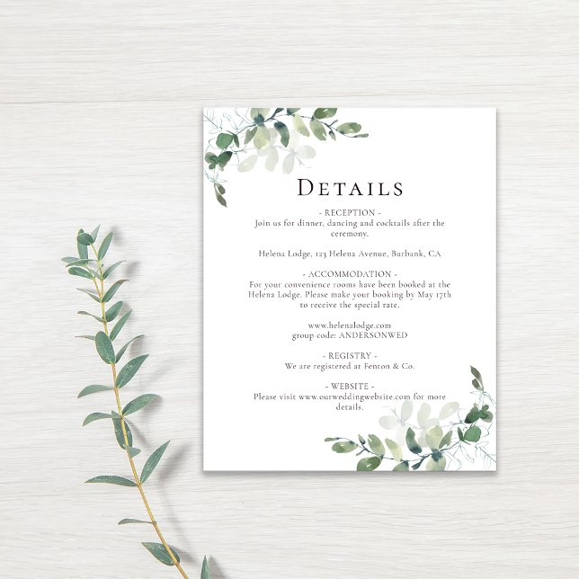 Tarjeta de gabinete para detalles del Boda de euca (Subido por el creador)