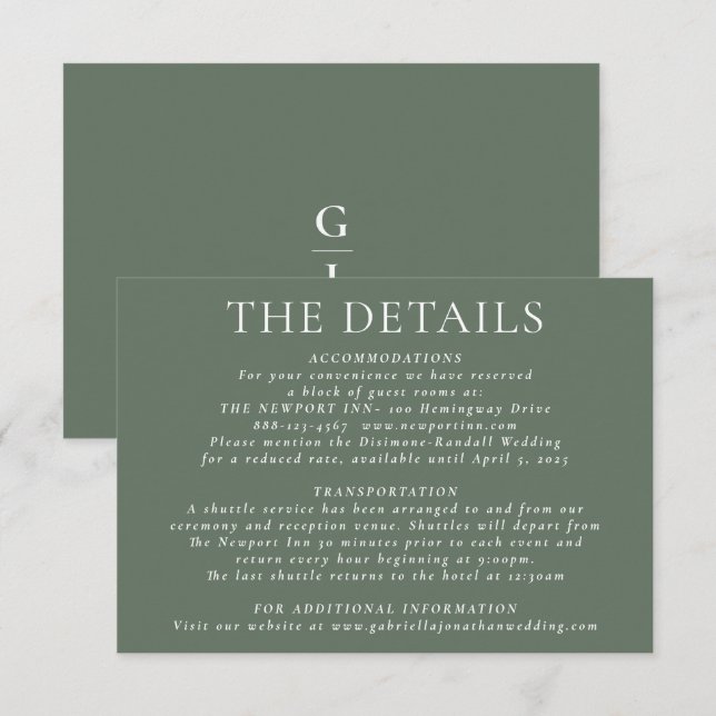 Tarjeta de gabinete para detalles del Boda de sabi (Anverso / Reverso)