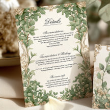 Tarjeta de gabinete para detalles del Boda Eucalyp