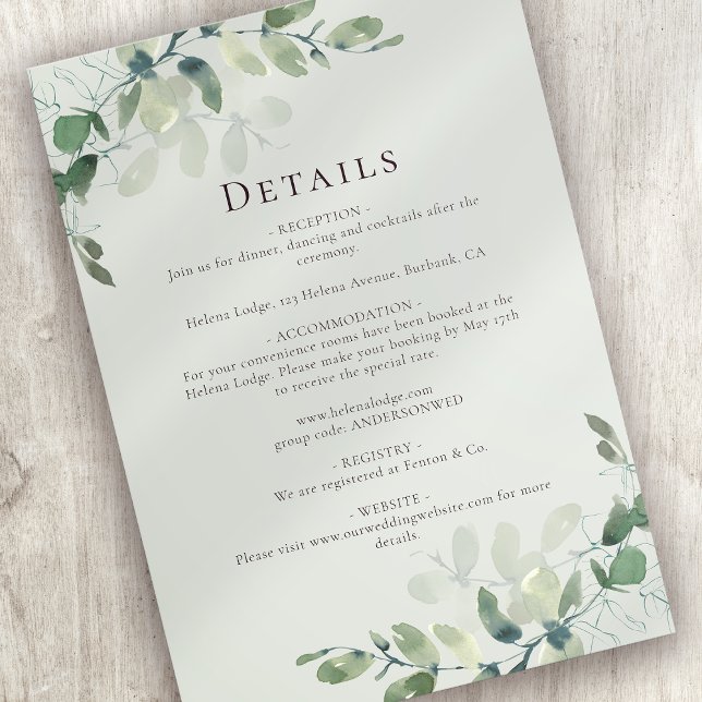 Tarjeta de gabinete para detalles del Boda Eucalyp (Subido por el creador)